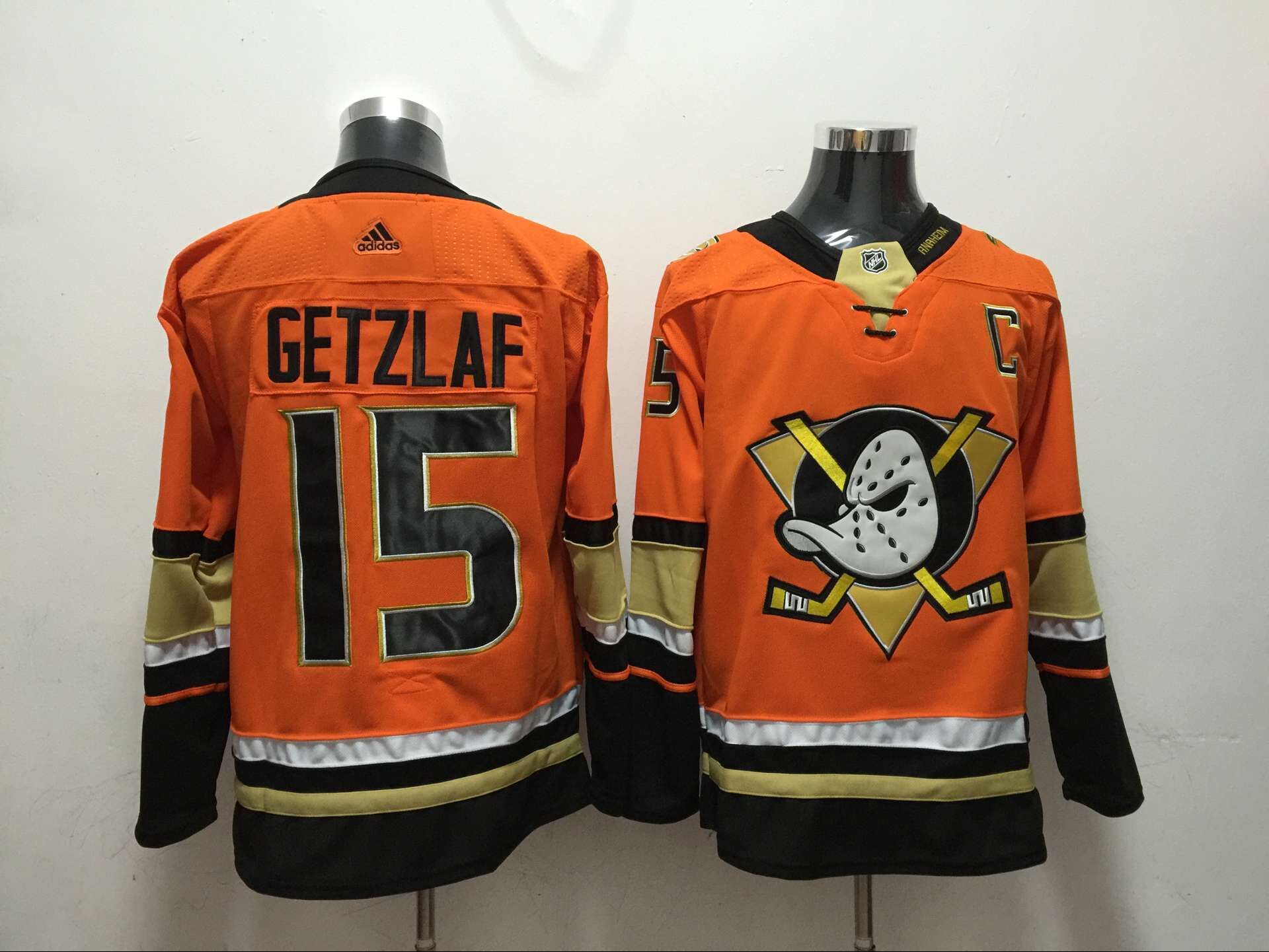 Men Anaheim Ducks #15 Getzlaf Orange Adidas Hockey Stitched NHL Jerseys